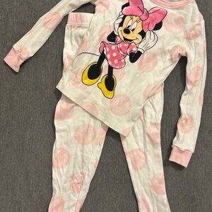 Disney Minnie Mouse Pink and Yellow Polka Dot Pajama Set